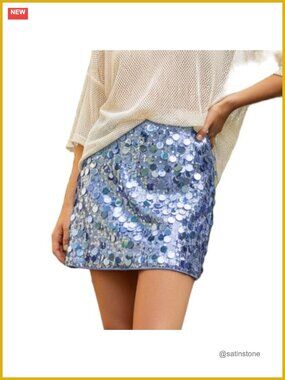Sequin Mini Skirt High Waist Sparkly Bodycon Party Glitter Night Out